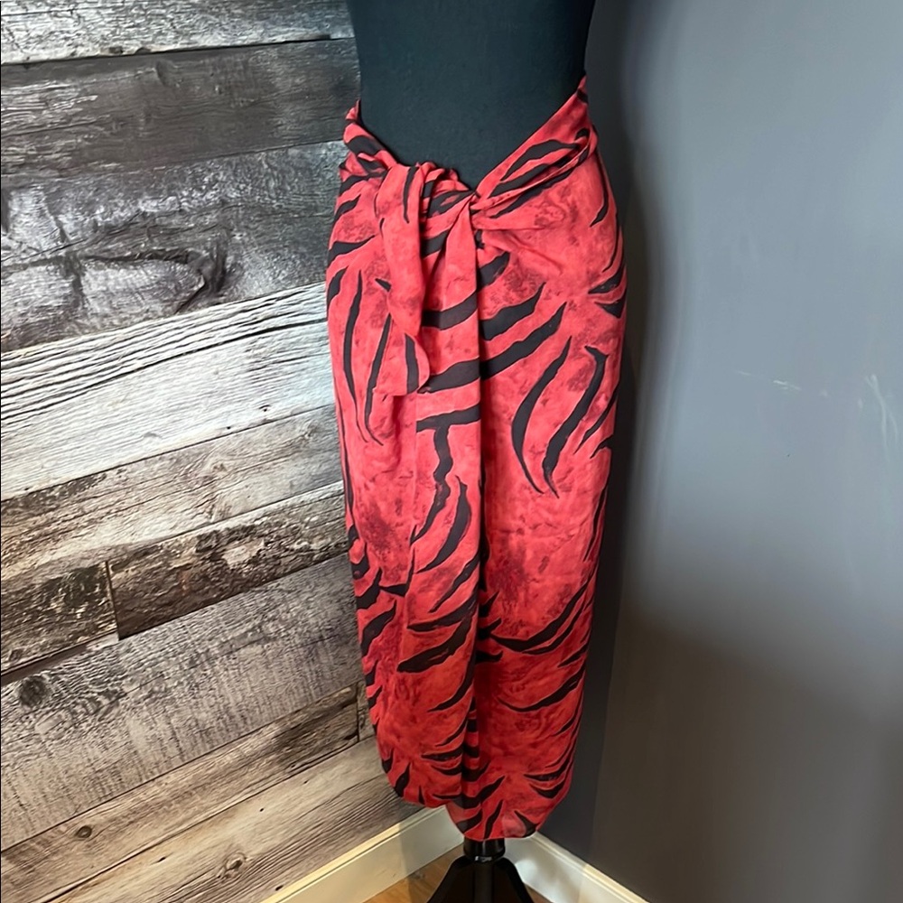 Elegant Red Zebra Print Sarong